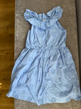Crewcuts Light Blue Eyelet Ruched Cotton Dress